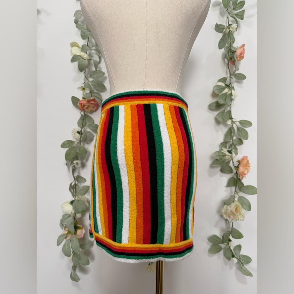 Casablanca Striped Cotton Towelling Skirt - Picture 5 of 9